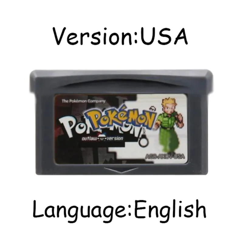 GBA Pokemon Game Cartridge 32-Bit Video Game Console Card AshGray Liquid Crystal Light Platinum Moemon Emerald English Language — image 12