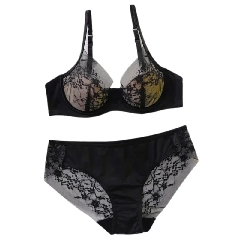 Ensemble soutien-gorge et culotte en dentelle pour femmes, Bralette élégante, bonnet Triangle sans fil, sans armatures, sous-vêtements fins, froncés, ensemble de Lingerie confortable — image 2