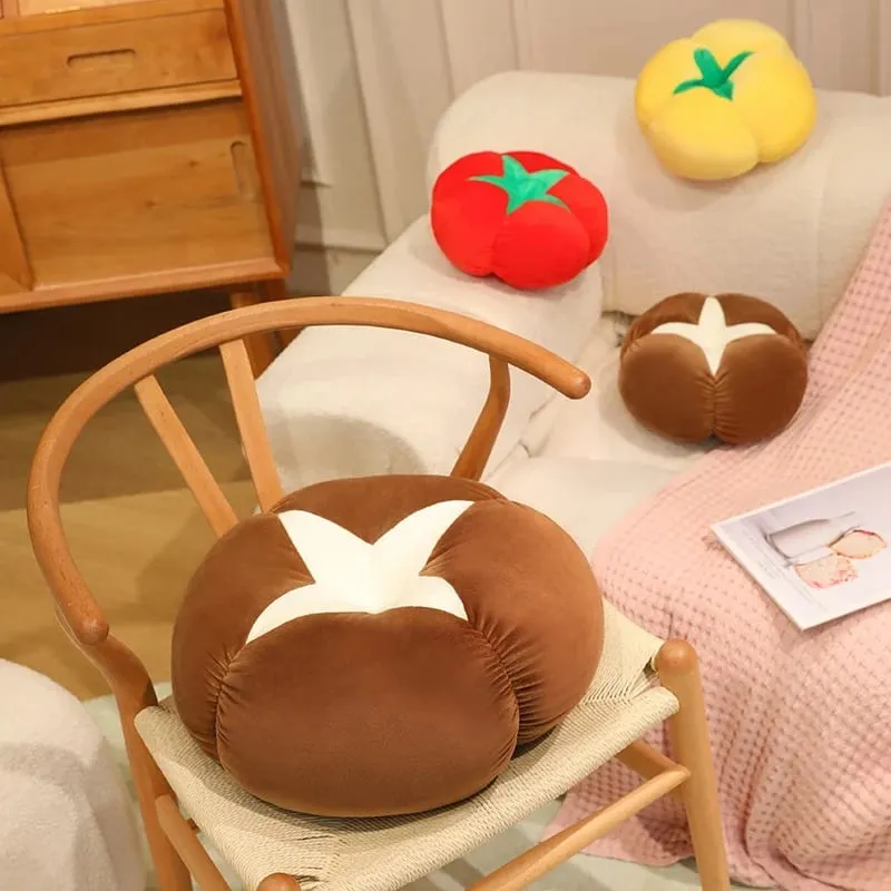 Kawaii simulace Veggie Ovocný plyšový polštář Tomel Houba Shiitake Rajče Měkký dekor Polštář do ložnice Dárek na pohovku