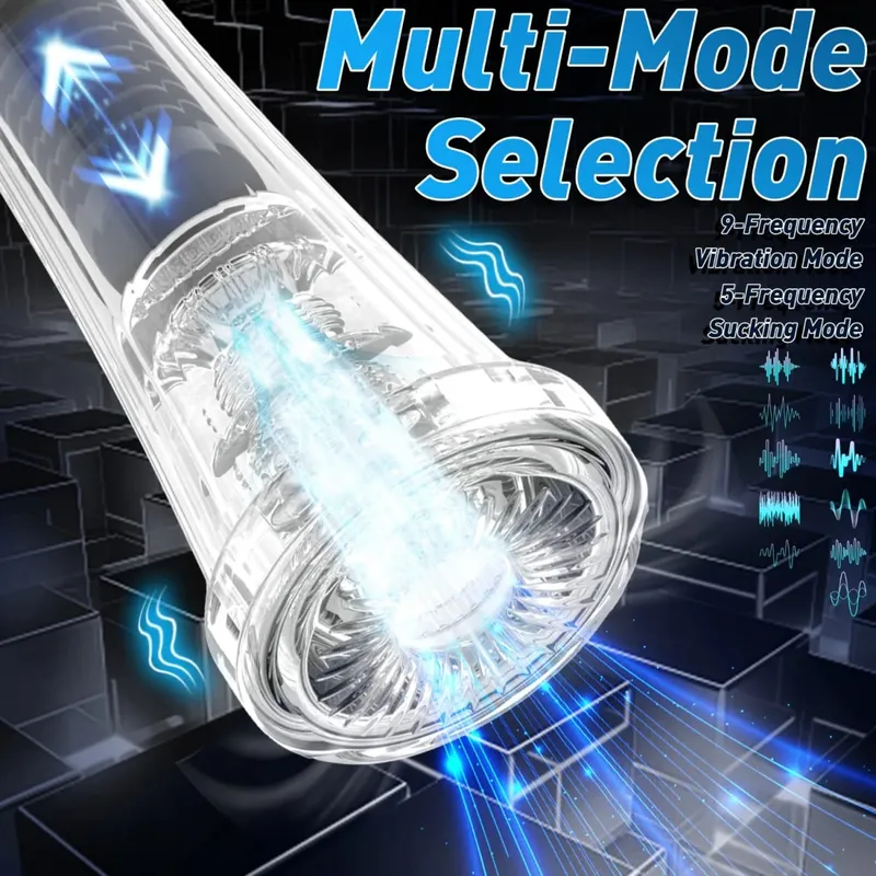 Realistisk 3D Textured Ultimate Penis Pumping Experience 9 Frekvens Vibrerande & sugande Automatisk manlig onanist Vuxenleksaker 18 — image 2