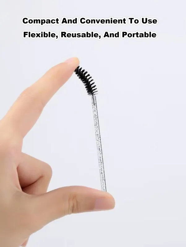 [70 pinceaux noirs pour les yeux et 20 Tubes en plastique] sourcils jetables en tige de cristal, brosse douce extrêmement fine, Portable et Flexible