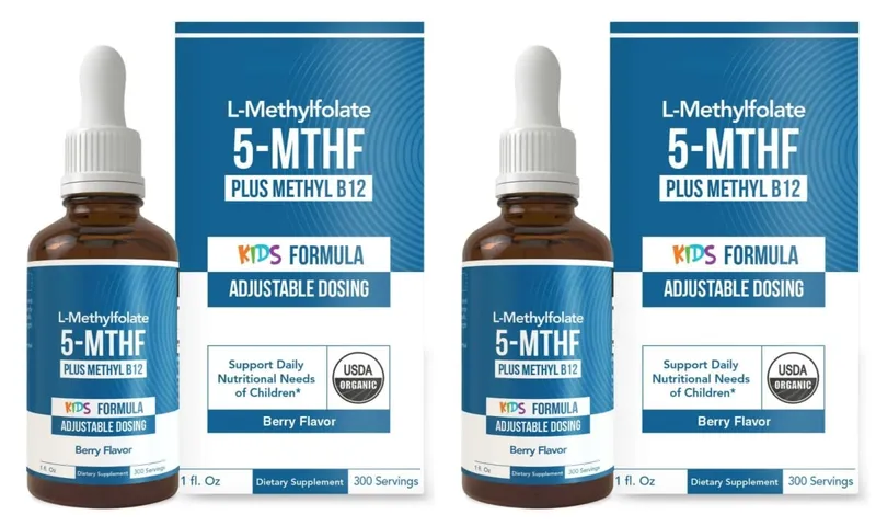 Kids L-Methylfolate 5-MTHF Liquid Drops with Methyl B12 Active Folate Support 1 Fl Oz USDA Organic Vegan Non-GMO — image 8