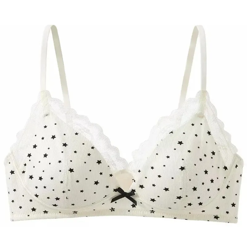 Set Bra Wanita Tanpa Berwayar Sokongan Lembut Tekan Ke Atas Untuk Payudara Kecil Mengelakkan Kendur & Tersebar Sisi Pakaian Dalam Gaya Girly Manis 32‑38 — image 4