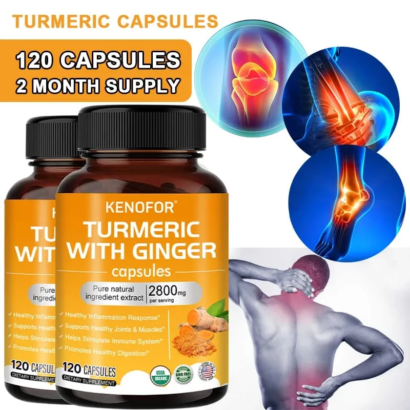 Curcuma Capsule di curcumina 1600 mg con zenzero e MSM Supporto antiossidante Comfort articolare Cuore Benessere cognitivo e digestivo — image 6