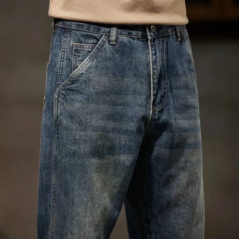 2026 Cargo Jeans Men Harem Pants Loose Baggy Pants Blue Patched Fashion Designer Pockets Trousers Oversized Tapered Streetwear — image 6