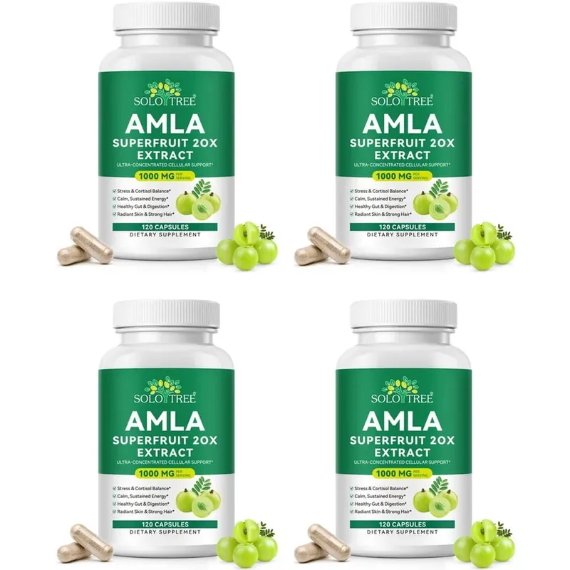 Amla Superfruit 20x 추출물 캡슐(Phyllanthus Emblica 함유) 차분한 에너지 소화기 건강 빛나는 피부/머리카락 120Ct 촉진 — image 10