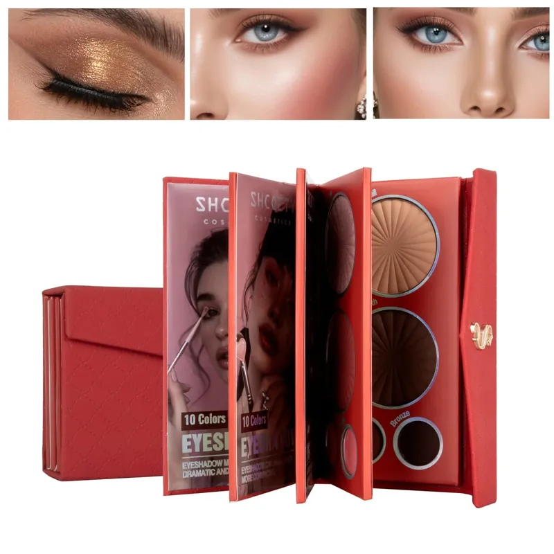 Palette de maquillage pliable de style portefeuille | Fard à paupières Blush Surligneur Contour Compact pour les voyages et un usage quotidien — image 3