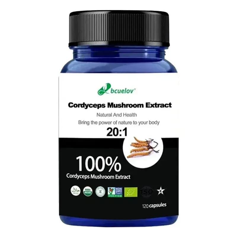 Supplément d'extrait de champignon Cordyceps pur - Améliore l'énergie respiratoire, le système immunitaire et les reins, soutient la santé des capsules végétariennes