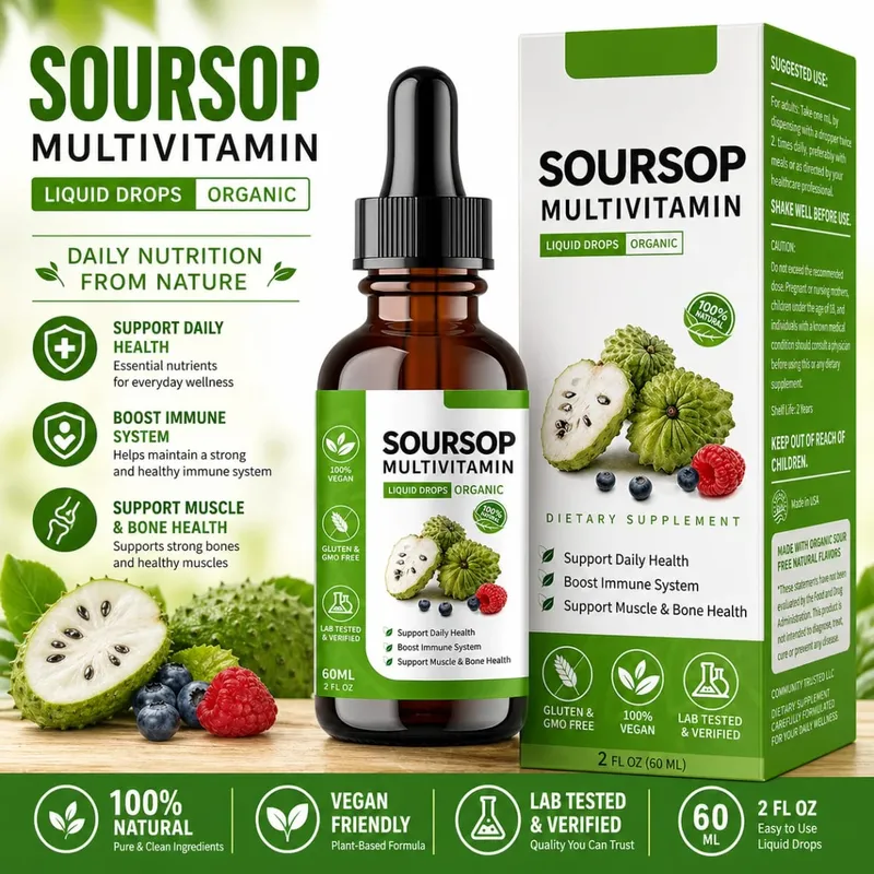 Soursop Tekuté kapky rostlinný extrakt s rostlinným extraktem se směsí ovoce a listů Soursop Daily Wellness Formula Vegan — image 1