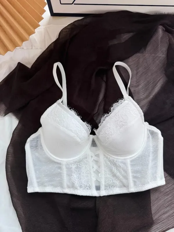 บราลูกไม้ก้างปลาสุดหรูสำหรับคนอกเล็ก | ดันทรง Underwire แบบนุ่ม Anti-Sag | ยาเพิ่มไขมันข้างเหน็บ | เซ็กซี่ Tushy G & กางเกงใน — image 3