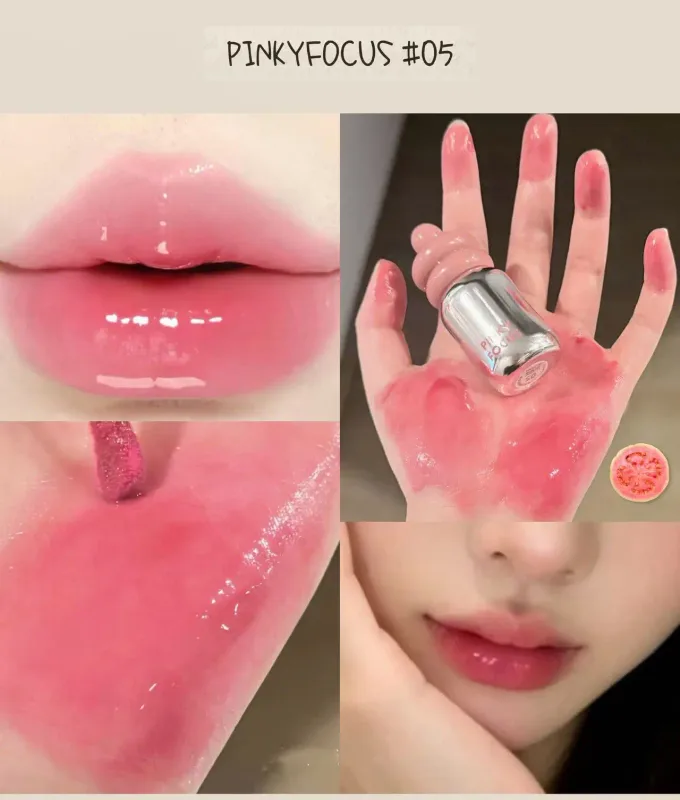 Pinkyfocus Olio per labbra trasparente lucidante Finitura in vetro idratante Tonalità nuda non appiccicosa Ideale per stratificare per illuminare le labbra — image 8