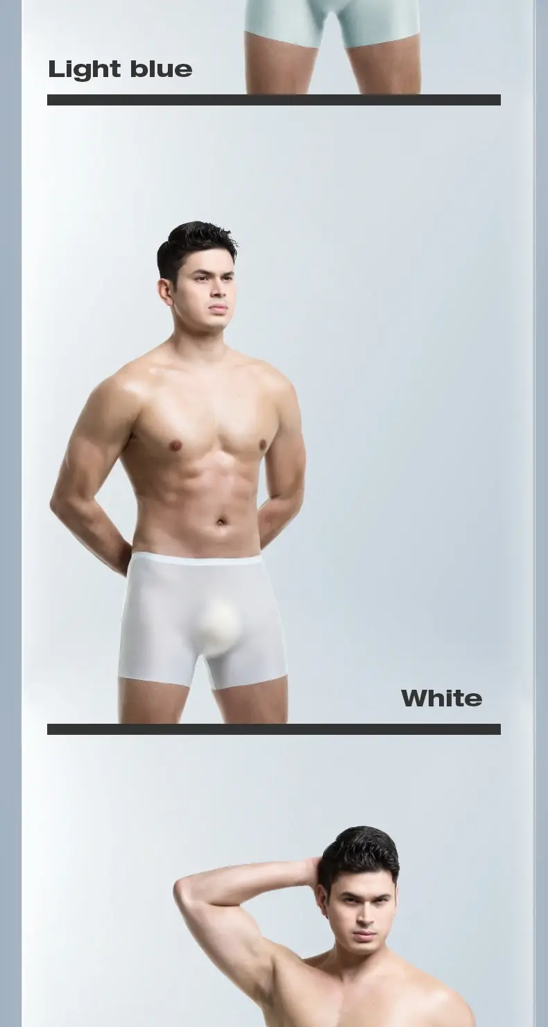 Ropa interior para hombres Calzoncillos tipo bóxer finos sin costuras de seda de hielo moldeados en 3D Pantalones cortos deportivos de verano de longitud extendida — image 12