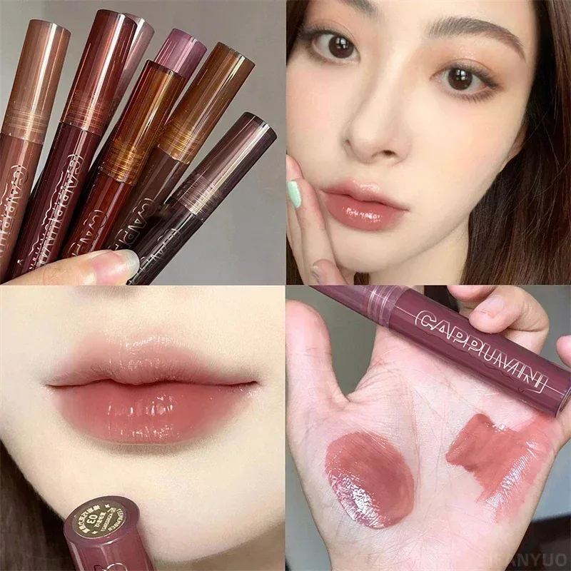 Mirror Watery Chocolate Lip Gloss Langanhaltender feuchtigkeitsspendender Crystal Jelly Lip Tint Lippenstift Nature Nude Lips Makeup Cosmetics