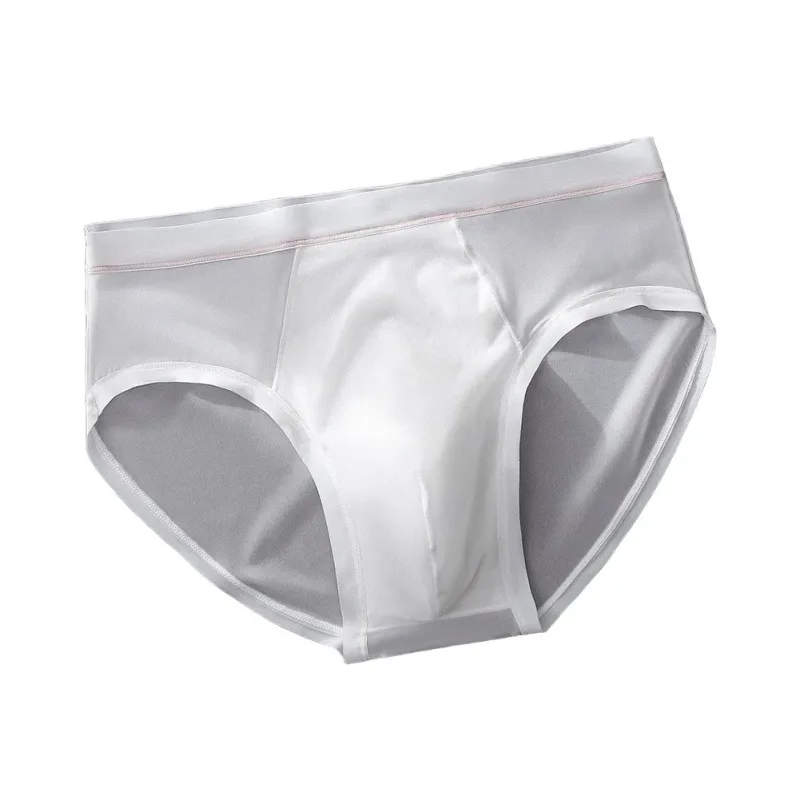 남자의 원활한 얼음 실크 팬티 속옷 벌지 주머니 솔리드 통기성 팬티 Calzoncillos Hombre 슬립 남성 팬티 — image 8