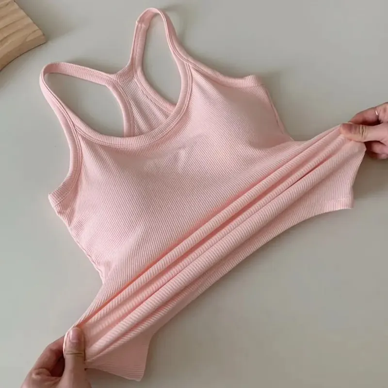 Rompi Berongga Tali Bahu Lebar Kamisol Kecil Payudara Punggung Berbentuk H Nyaman Tank Top Tipis Elastis Desain Ramping