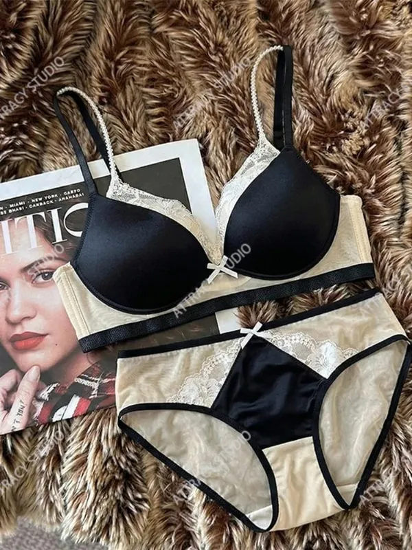 Bra Tekan Tubi V Dalam Renda Gelap Jepun Mengangkat & Meningkatkan Mesh Seksi Keselesaan Tanpa Wayar Jualan Panas BANERDANNI S-L — image 2