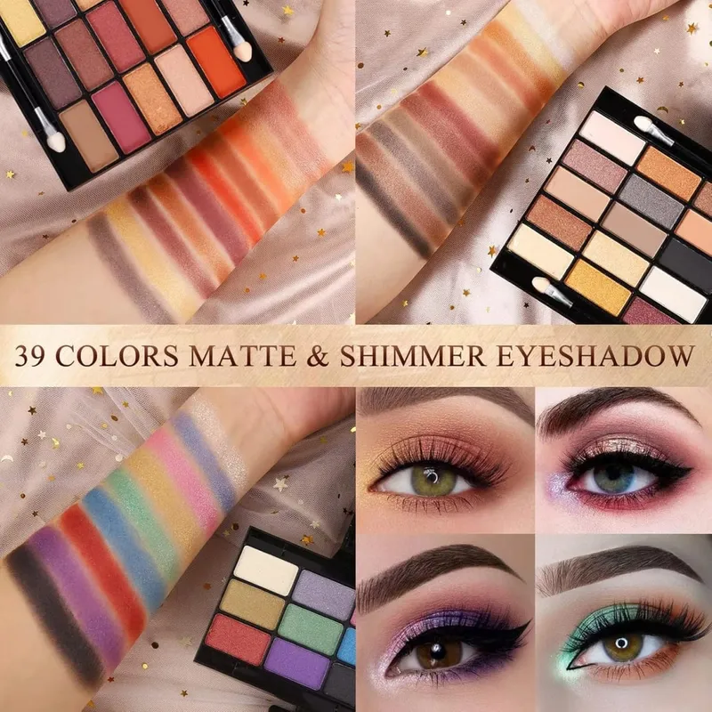 ชุดแต่งหน้า All-in-One Color Spirit Professional Matte Shimmer อายแชโดว์ลิปสติกบลัชออนกันน้ำพร้อมแปรง Mirror Case — image 2