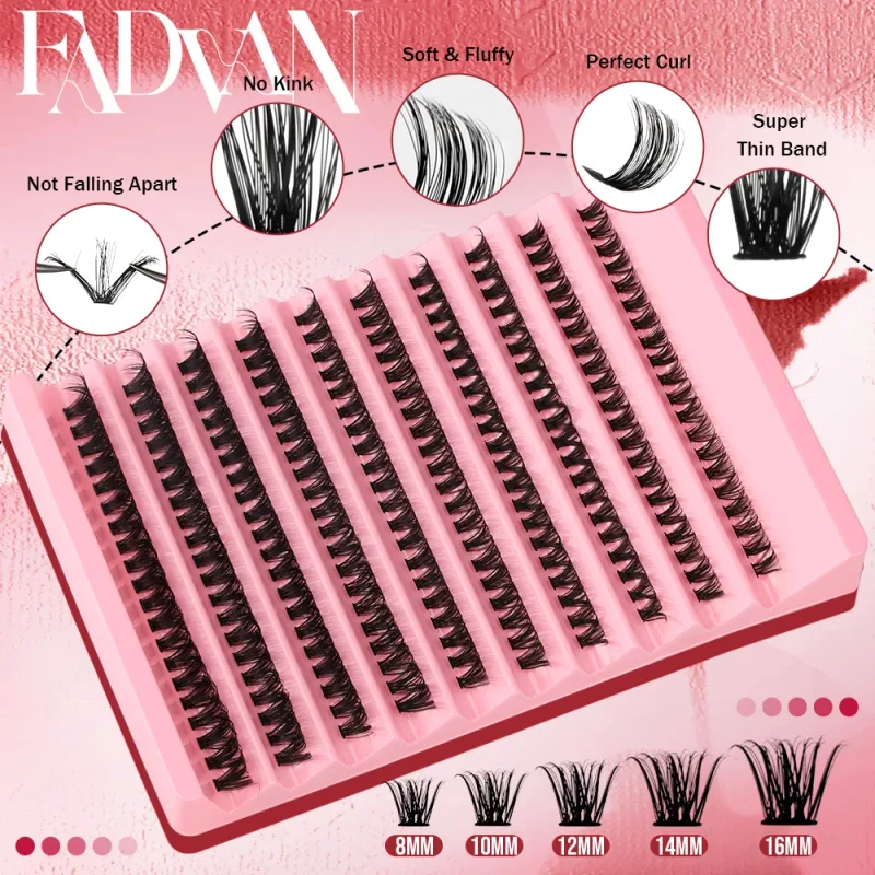 Fadvan DIY Cluster Wimpers Gemengd Lade Individuele Wimpers Volume Wimpers Zachte Natuurlijke Wimpers Mink Lash Cluster Valse Wimpers — image 4