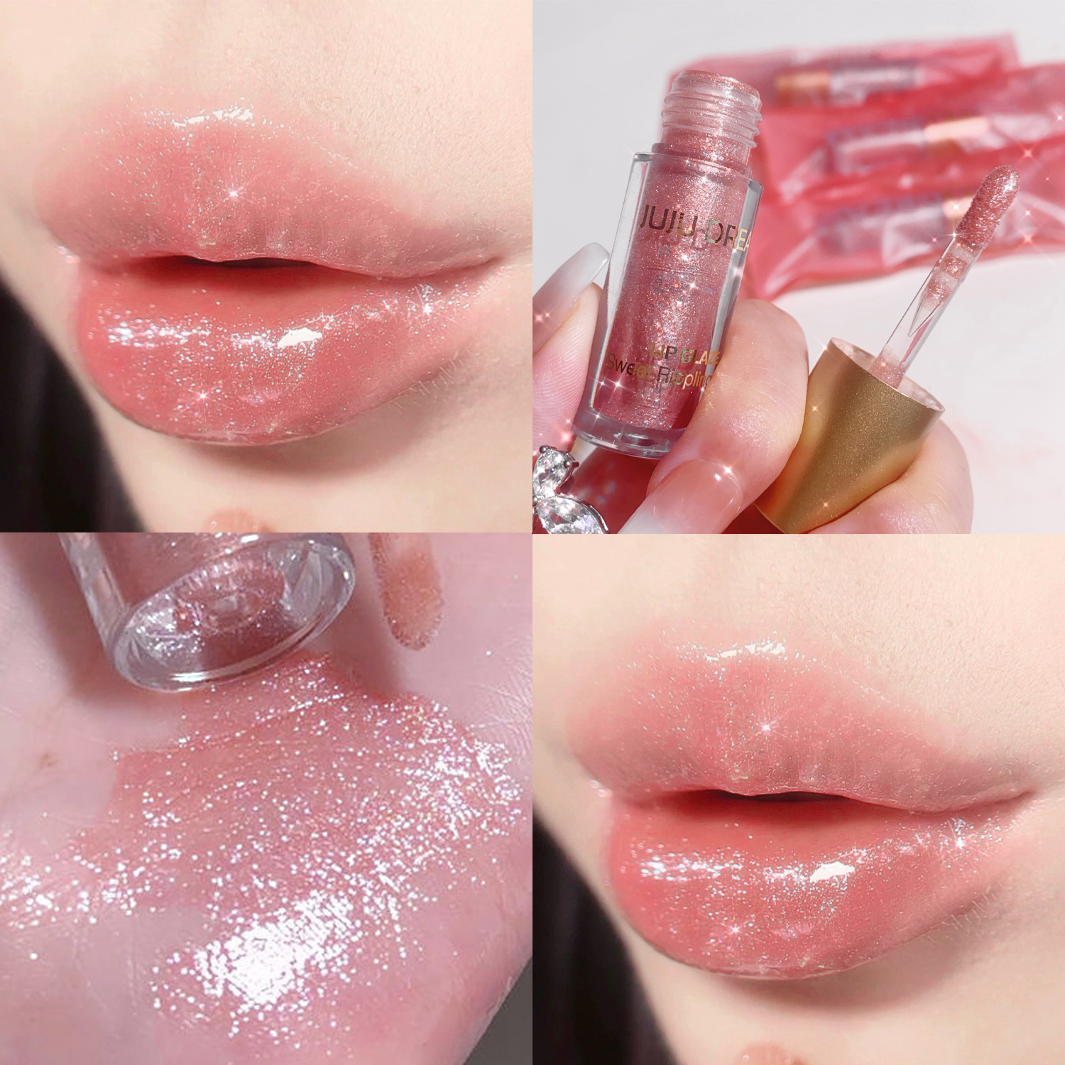ลิปกลอสสีหวานประกายแวววาว ลิปกลอส ลิปกลอสโปร่งแสง ลิปกลอสน้ำ แวววาวบริสุทธิ์