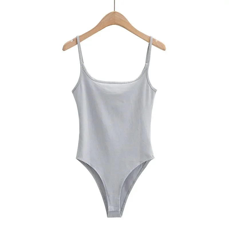 Sommarnyheter i butiken Ren färg Tunn Stretch Stickad Sling One-Piece Sexig Beach Style — image 3