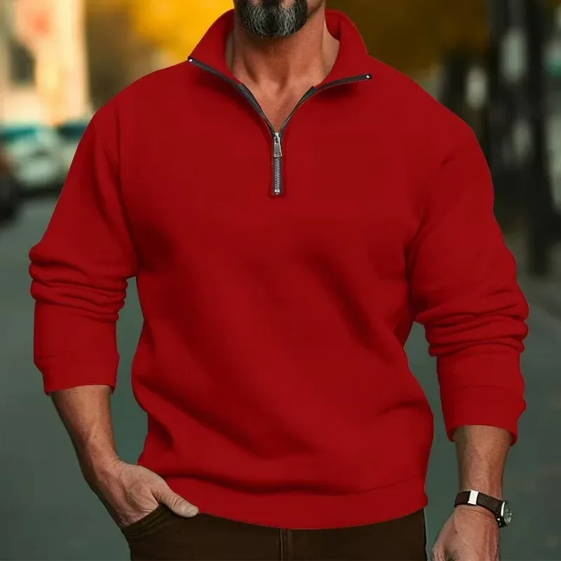 2026 Outdoor Men Zipper Sweatshirts Spring Quarter Zip Pullover Half Zipper Hoodie Men Gym Man Autumn Solid Men Sweatshirt Coat — image 9