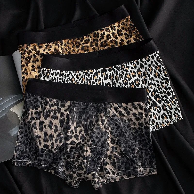 Seluar Dalam Sutera Ais Lelaki Seluar Dalam Cembung Pouch Rata Boxers Leopard Cepat Kering Seluar Dalam Lelaki Lancar Bernafas Batang Renang — image 2
