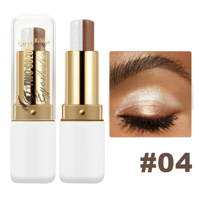 Ombretto bicolore in stick a lunga durata, evidenziatore luccicante a prova di sbavature, sfumabile, cosmetico per il trucco del contorno occhi — image 11