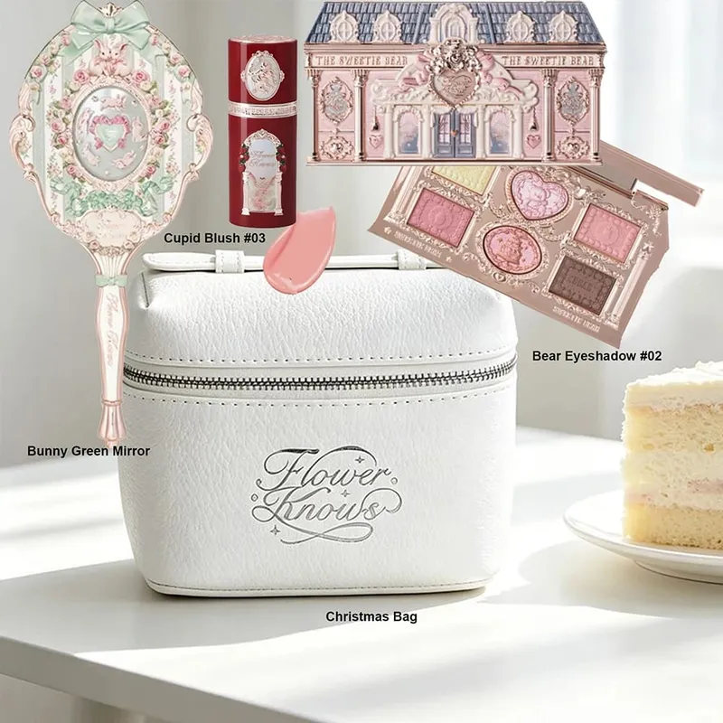 Flower Knows แต่งหน้าชุด Swan Ballet คอนซีลเลอร์ Palette นูน Blusher Shine ลิปสติกชุดพร้อมกระเป๋า THE SWEETIE BEAR Bunny Garden — image 10