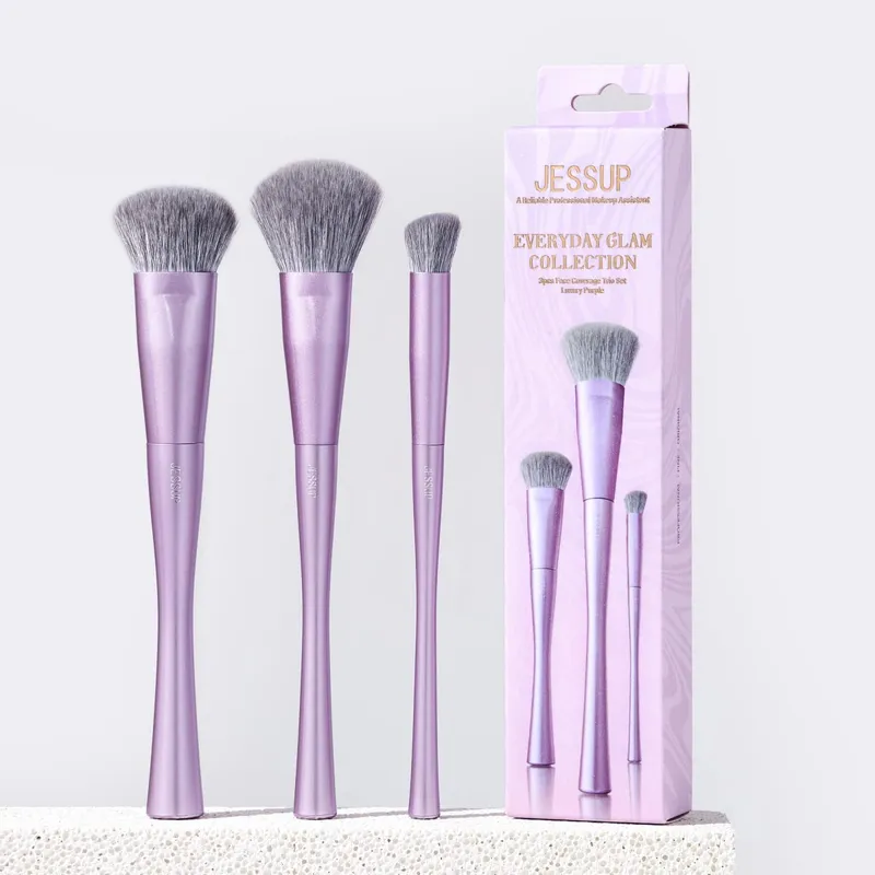 Jessup – ensemble de pinceaux de maquillage professionnels, 14 pièces, pour fond de teint végétalien, fard à paupières, poudre de Contour, Kit de pinceaux de mélange de luxe violet T512 — image 8