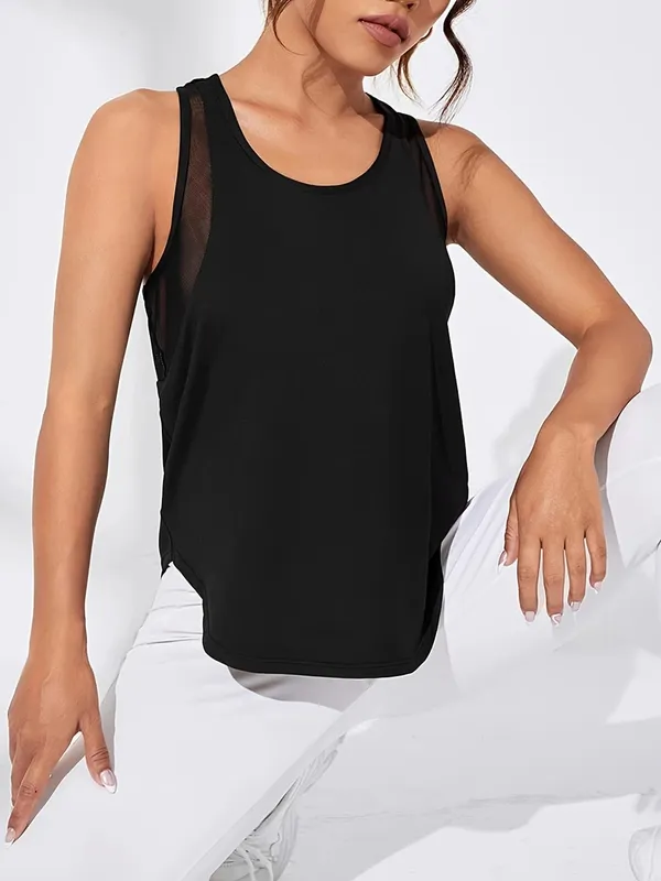Baju Atasan Tanpa Lengan Pepejal Musim Panas Wanita Vest Sukan Kering Cepat Longgar Bernafas Lembut Gim Luaran Pakaian Luaran Baju Tangki Wanita Asas — image 2