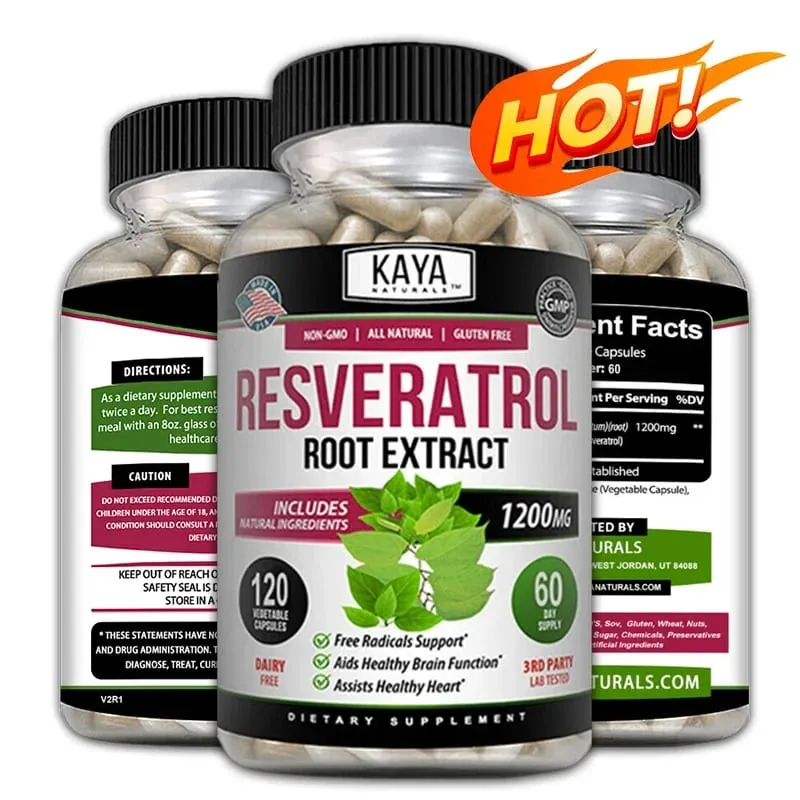 Kapsul Resveratrol - Suplemen Antioksidan untuk Mendukung Kesehatan Peredaran Darah dan Kesehatan Secara Keseluruhan - Non-GMO — image 2