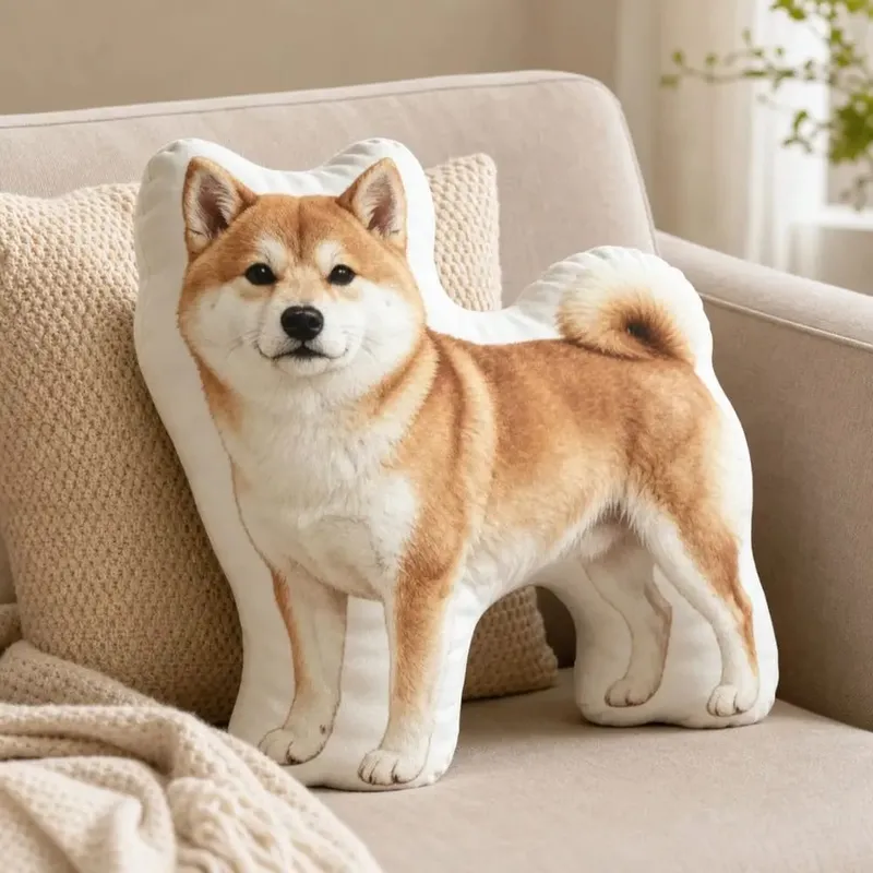 犬型枕動物スローピローソフトぬいぐるみ生地装飾動物枕柴犬クッション輪郭形状 — image 7