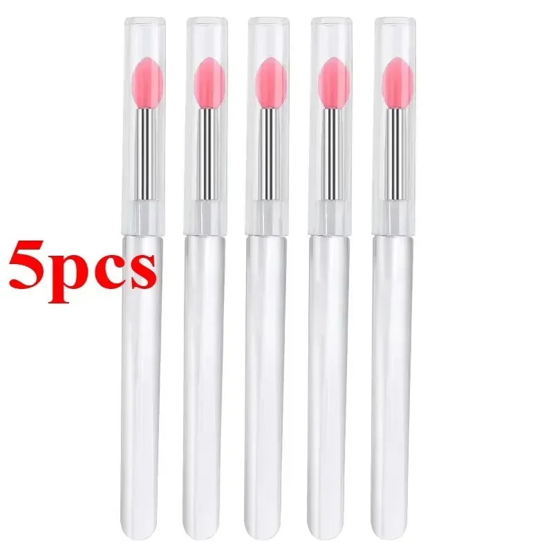 3/5/10PCS Wiederverwendbare Lippen Pinsel Silikon Lippen Maske Applikator Transparent Lippenstift Werkzeug Für Lip Gloss Lidschatten pinsel Make-Up-Tools — image 24