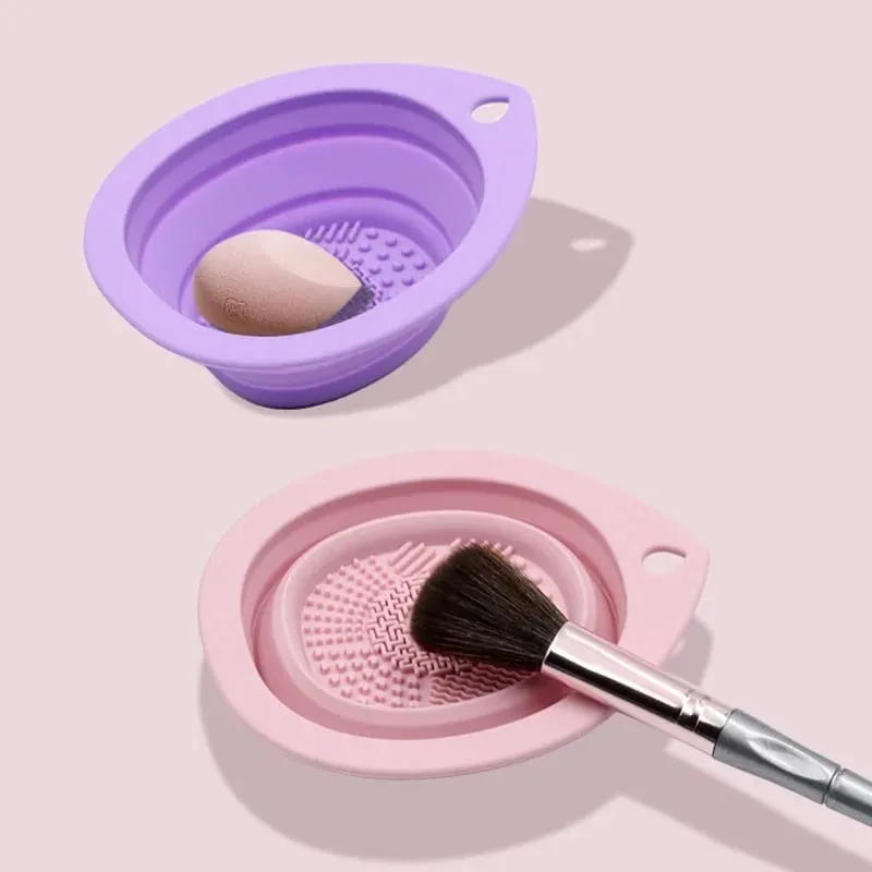 Nettoyeur de brosse de maquillage en Silicone, pliable, bol de nettoyage de brosse cosmétique, bouffante de poudre, éponge de beauté, tapis de lavage, tampon à récurer — image 2