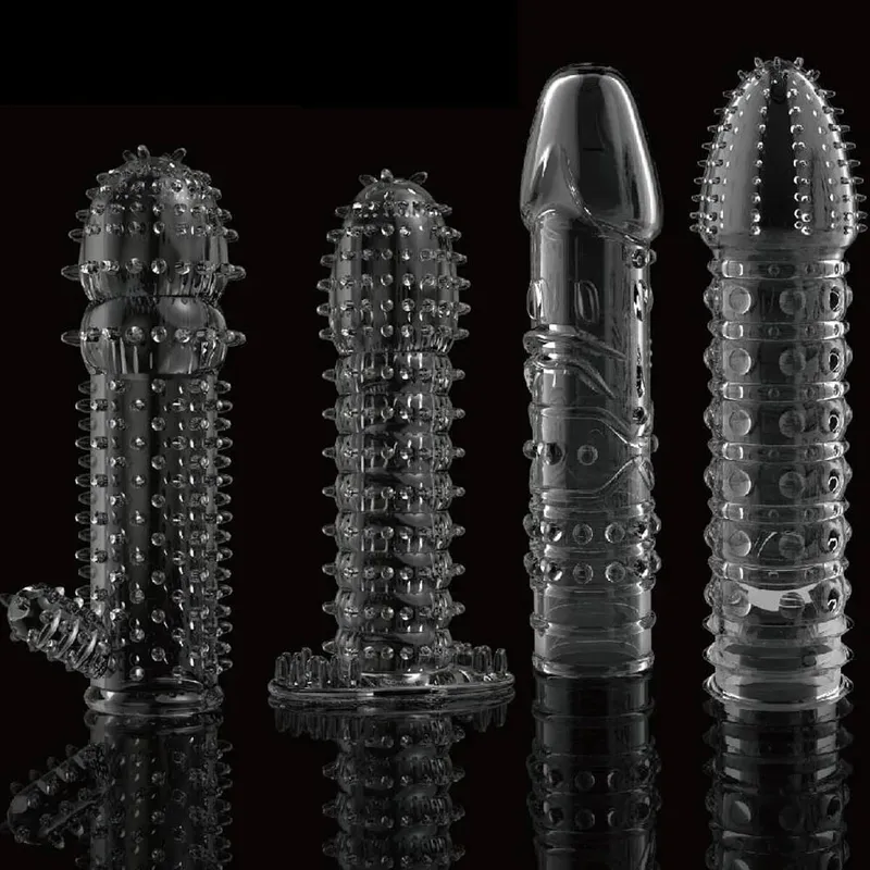 4pcs Kelewatan Sambungan Lengan Zakar Kondom Boleh Digunakan Semula Pembesaran Lelaki Bertitik Kelentit Urutan Cincin Zakar Duri Penutup Bergetar Mainan Seks — image 1