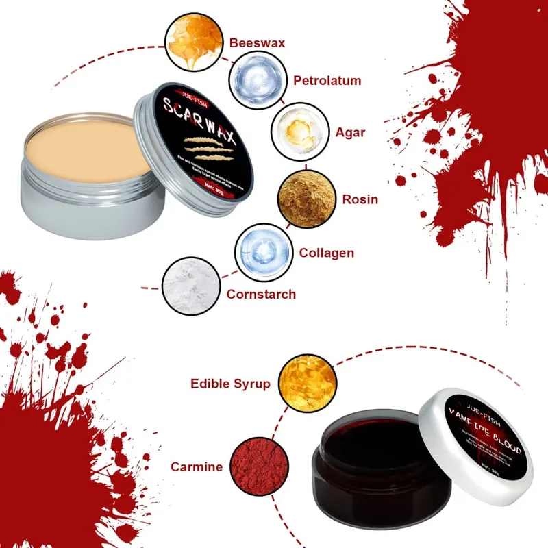 Ensemble de peinture de visage d'halloween, sac de maquillage, effets spéciaux, Halloween horreur Cosplay, cire de peau, peinture de cicatrices Plasma, outils de maquillage — image 6