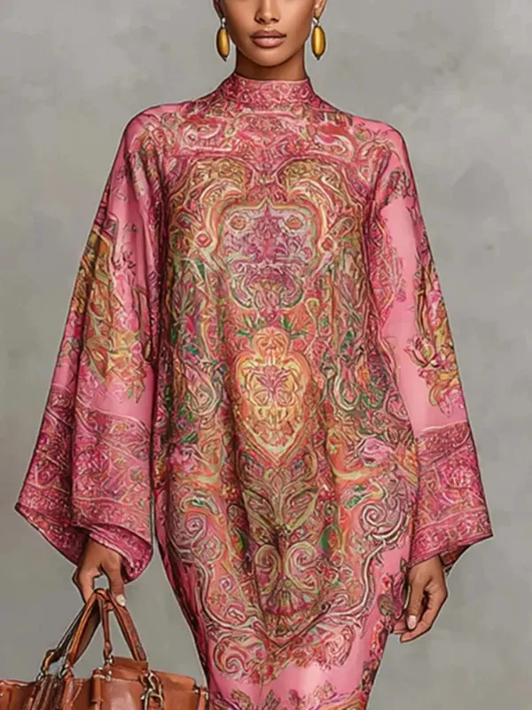 Yeezzi 2026 ใหม่Retroคลาสสิกพิมพ์ชุดราตรีMidiหลวมแขนBatwing Elegant Ramadanโบสถ์KaftanชุดRobe — image 5