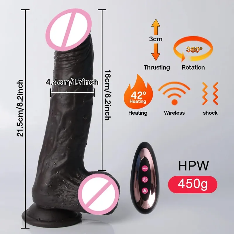 Huge Big Soft Vibrator Heating Realistic Dildo for Woman Men Wireless Telescopic Dick Masturbator Penis G Spot Vagina Anal — image 10