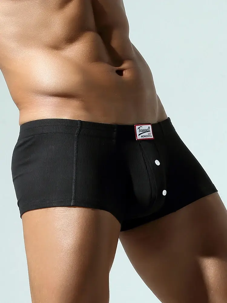 Men's Flat Underwear, Made of Synthetic Cotton, High Elasticity, Raised, Button Decoration, Comfortable Slim Fit Solid Color — image 16