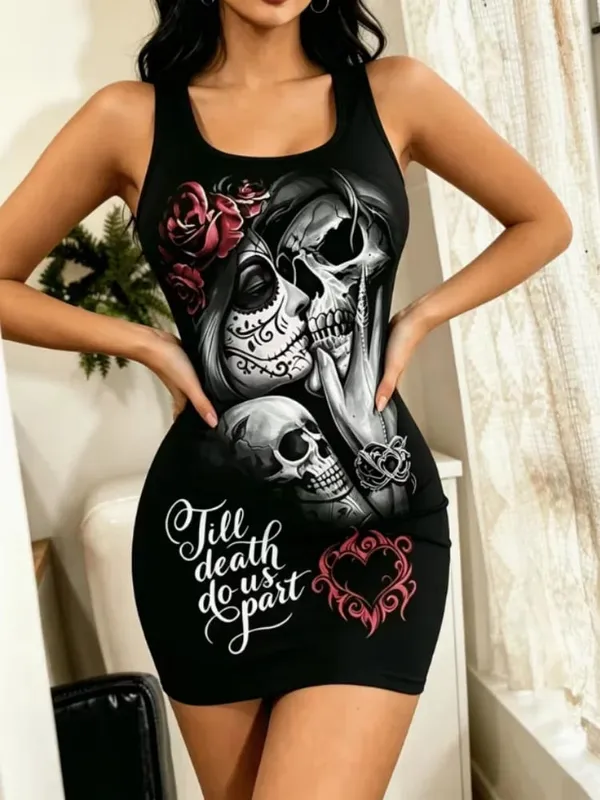 Women’s Casual Skeleton Printed Summer Cooling Shoulder Straps with Sleeves Off Shoulder Bodysuit/Pajamas/Home Wear. — image 7