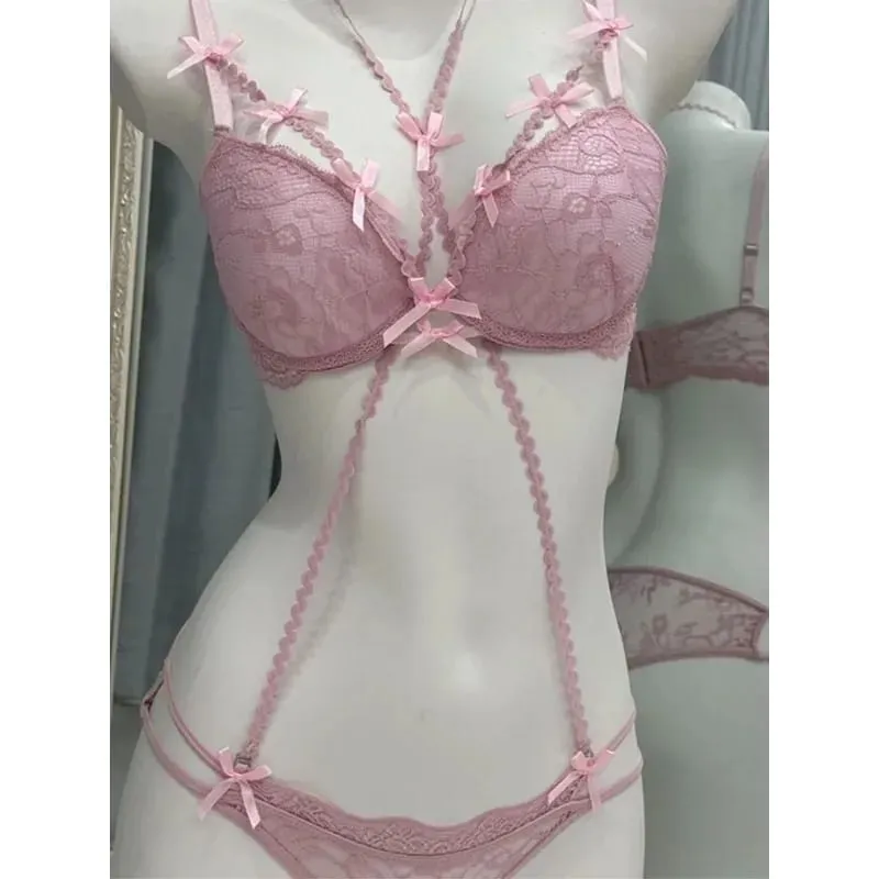 Boho Layered Lace Halter Bra Set - Design Hollow Out Mašle Top Vnitřní Červená Lace Up Podprsenka Summer Beach Dvoudílná sada spodního prádla MOYISU — image 6