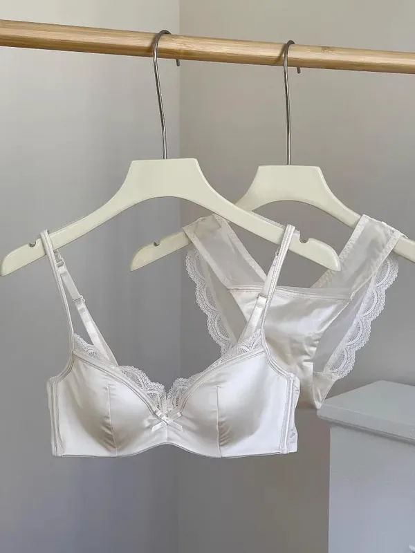 Letní bezešvá krajková sada podprsenky pro malá poprsí Soft drátěná zeštíhlující souprava Bralette & Kalhotky Lehké spodní prádlo Sexy — image 5