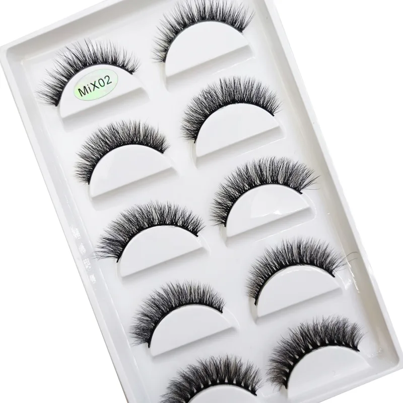 5 คู่ 3D ขนตาปลอมธรรมชาติแต่งหน้า Mink Eyelash Fake Eye Lashes Faux Cils Make Up Beauty Maquillaje เครื่องมือ h13 Mini Cat — image 3