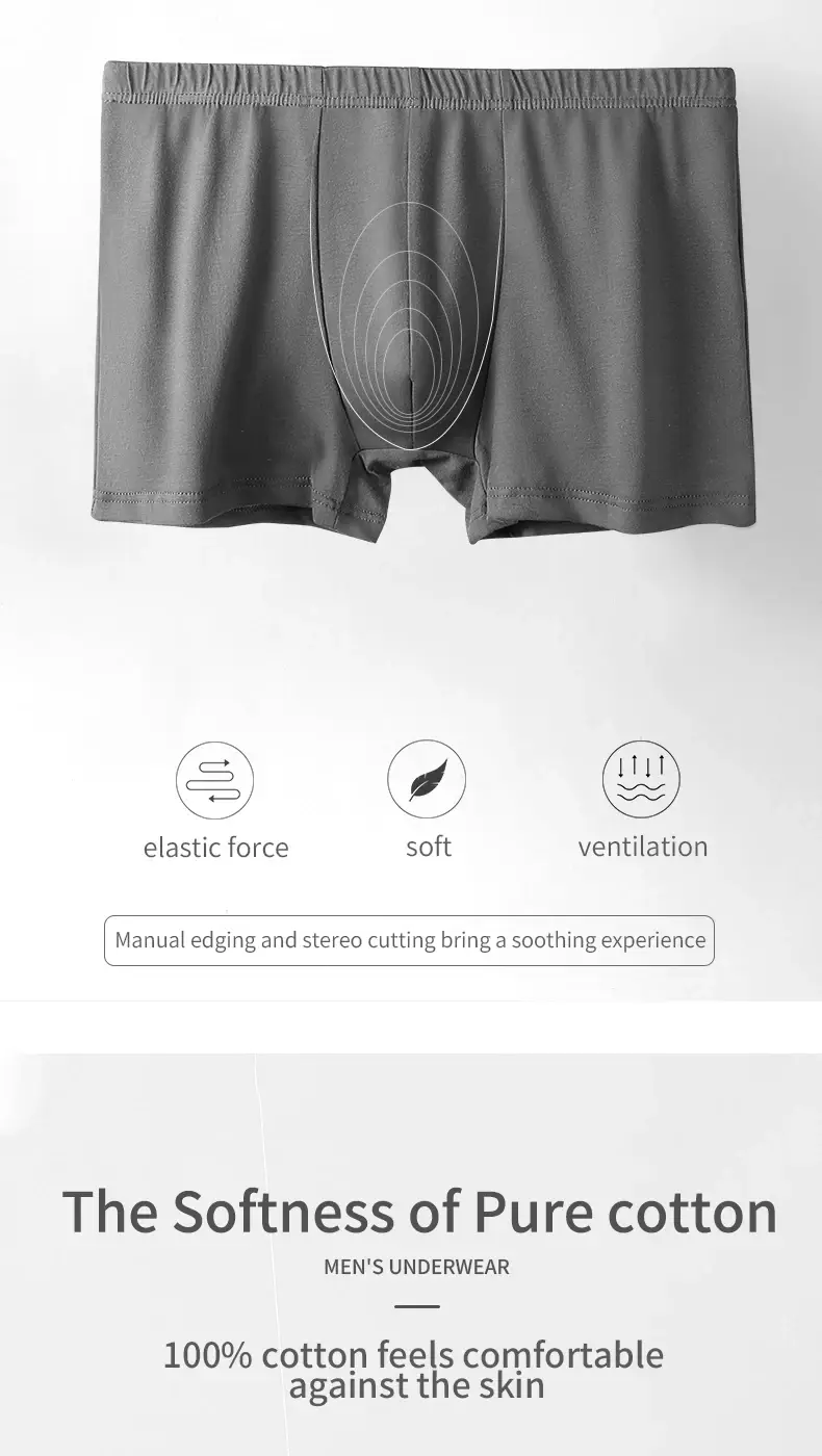 3-Pack Men's Pure Cotton Underwear Men's Summer Large Size Breathable Sports Boxer Briefs Thin Cotton Boys' Boxer Briefs — image 4
