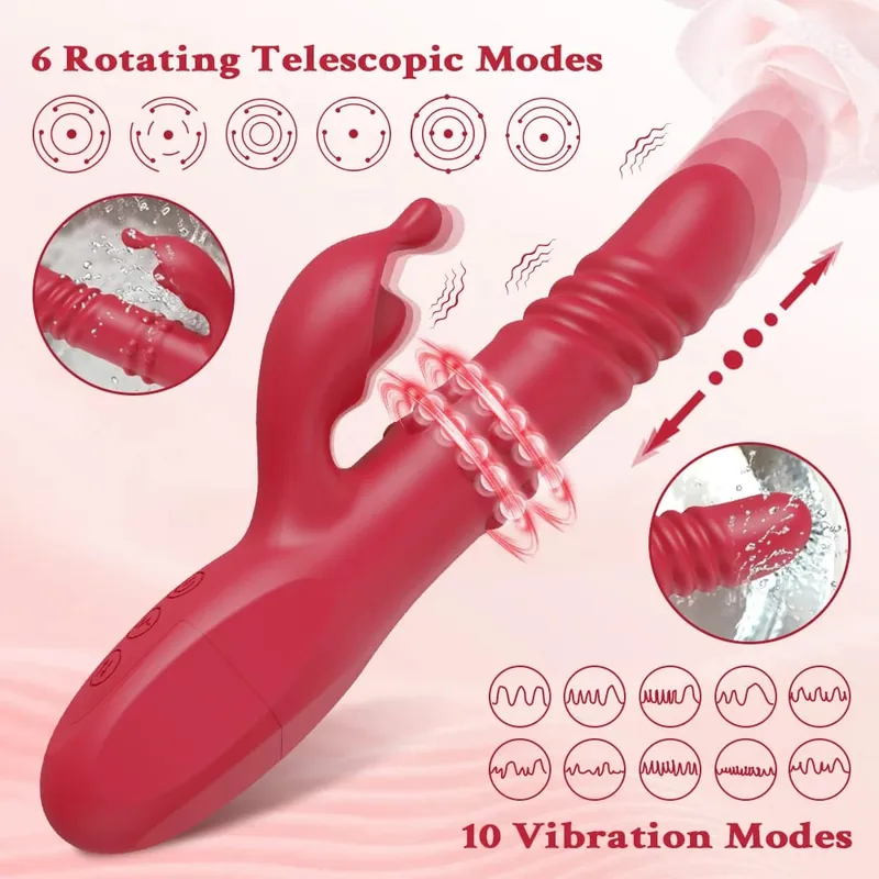 กระต่าย Thrusting Vibrator สำหรับผู้หญิง Clitoris Stimulator ที่มีประสิทธิภาพ G Spot ช่องคลอดนวดหญิง Masturbator สำหรับของเล่นสำหรับผู้ใหญ่ — image 4