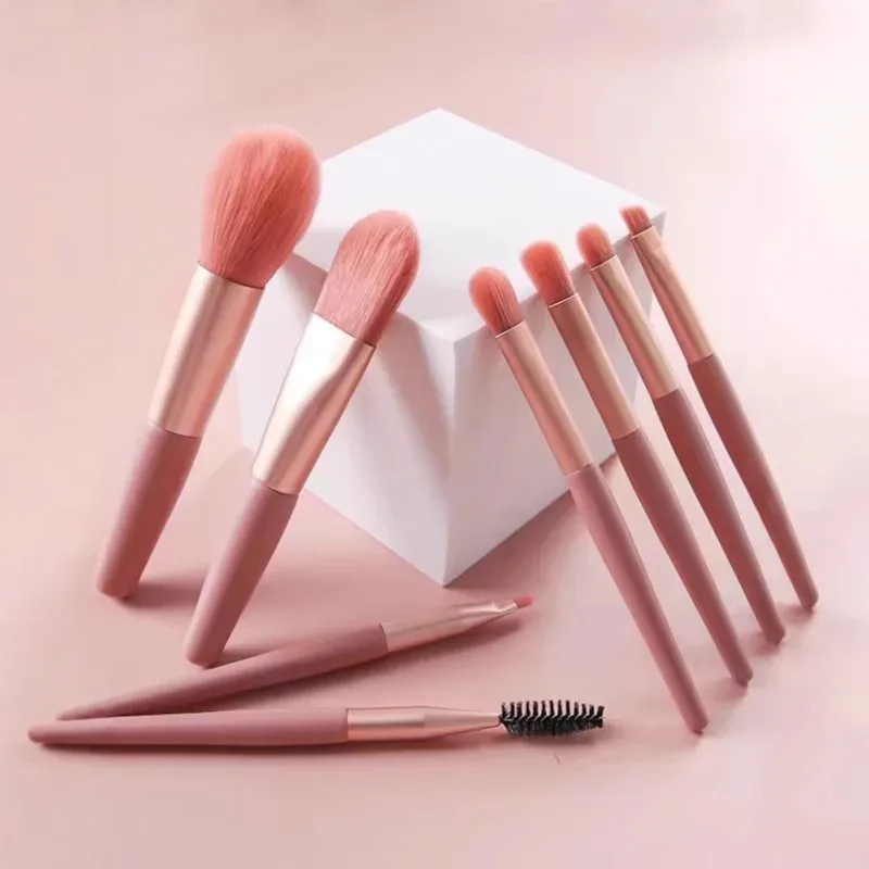 Sada 8 ks mini makaronových štětců na make-up Přenosné kosmetické nástroje pro začátečníky pro tvářenku na oční stíny Kompletní sada kosmetických štětců — image 2