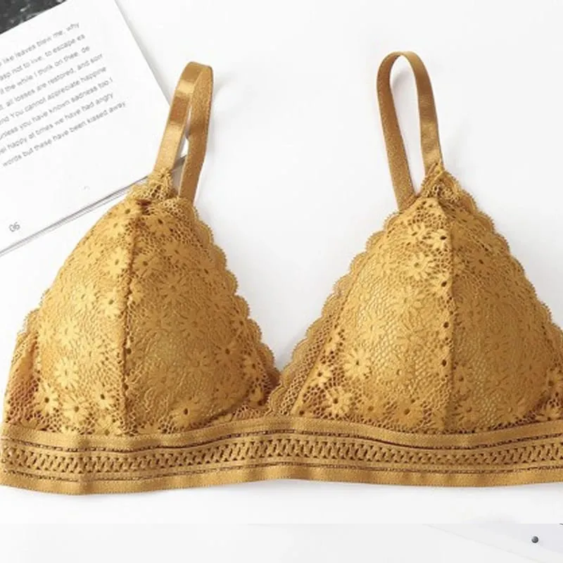 Set reggiseno da donna con retro in pizzo senza bordi in acciaio Coppa triangolare francese Confortevole copertura del torace Biancheria intima estensibile per la pelle — image 12