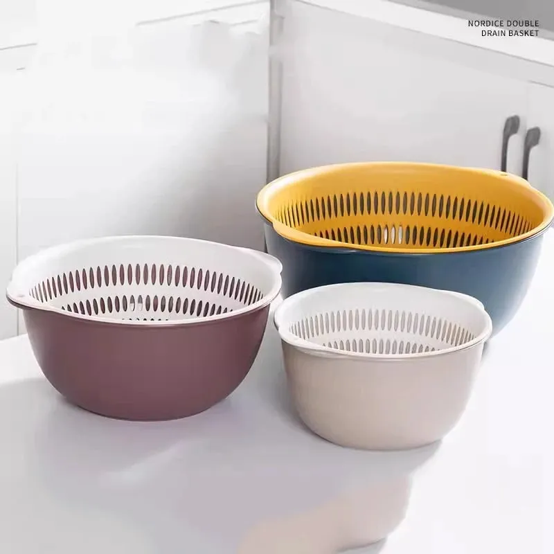 6PCS 주방 싱크 야채 드레이너 과일 바구니 다기능 3 크기 Stackable Wash Basin 야채 배수 바구니 분지 — image 6