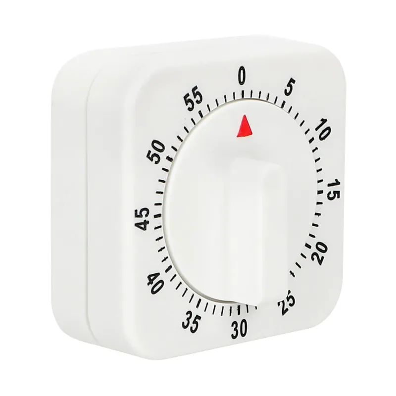 Praktisk 60 minutter køkkentimer madlavningsværktøj Hvid firkantet mekanisk timer nedtællingsalarmpåmindelse — image 2