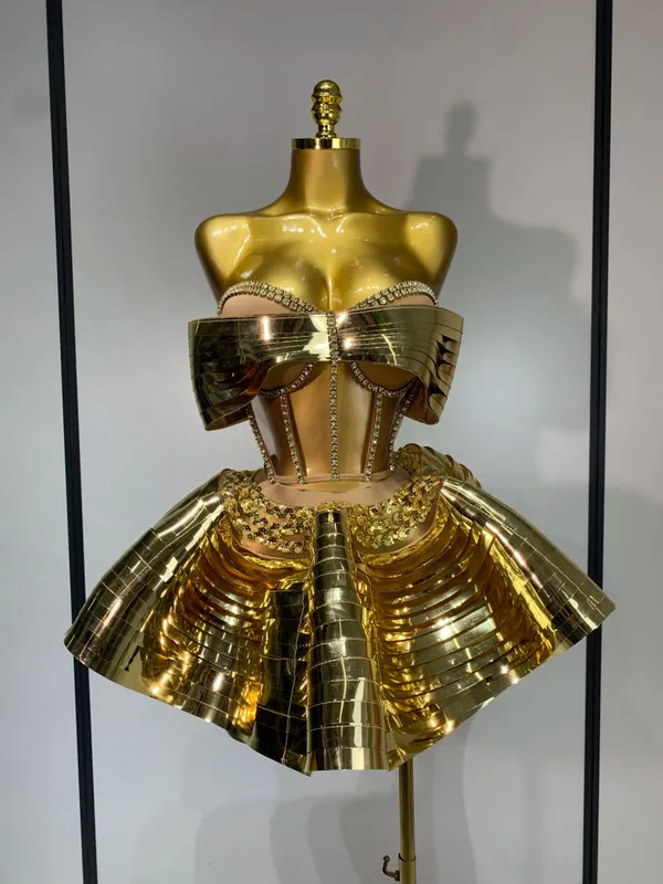 Damski kostium sceniczny Dwuczęściowy zestaw Srebrne cekiny Rhinestone Fantazyjny strój Seksowne, bez pleców, błyszczące sukienki na przyjęcie urodzinowe — image 7